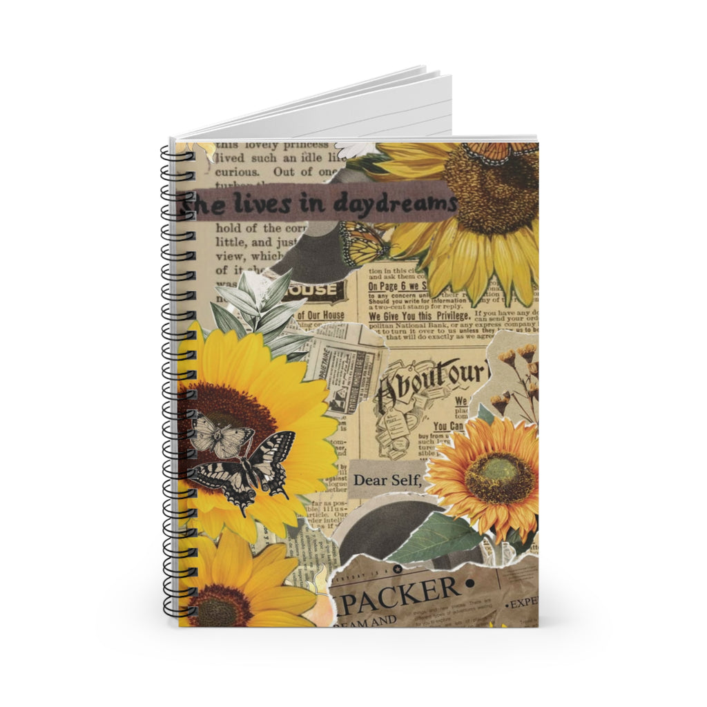 Floral Spiral Ruled Notebook — Flower Theme Journal
