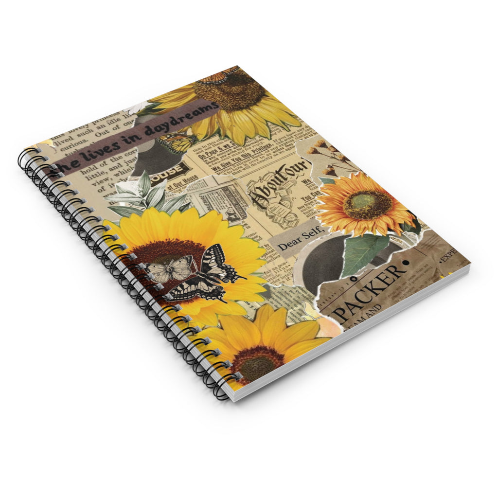 Floral Spiral Ruled Notebook — Flower Theme Journal
